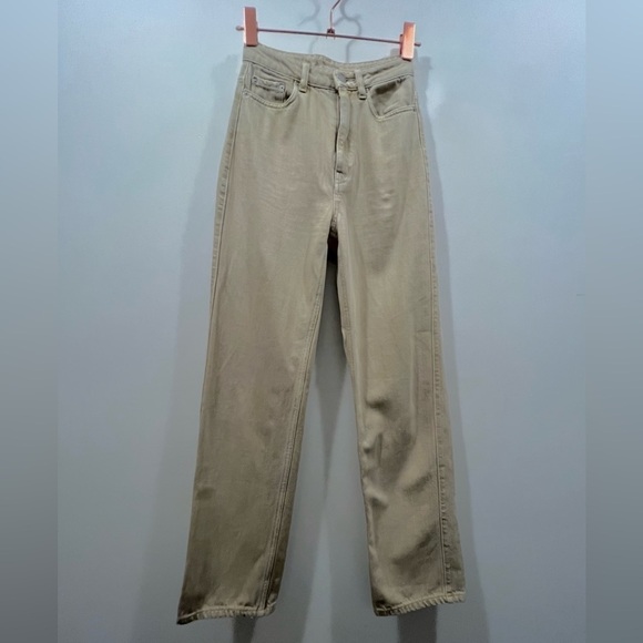 WEEKDAY ROWE Extra High Straight Jeans Tinted Ecru - Picture 7 of 13